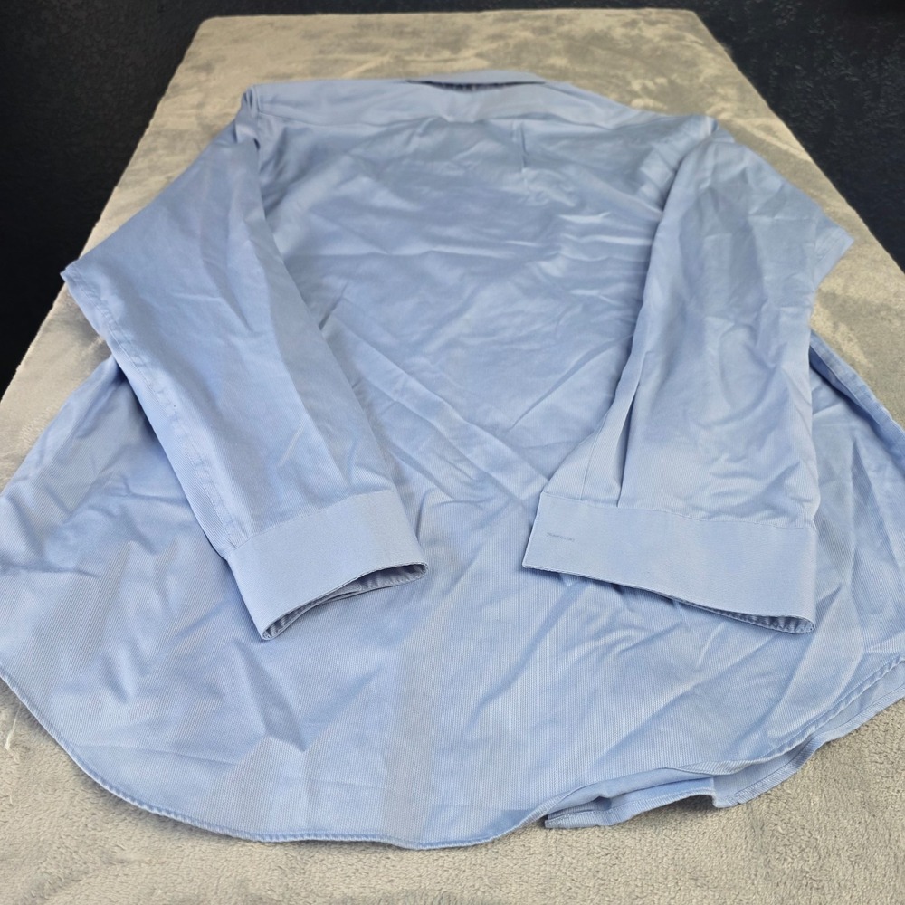 Calvin Klein Mens Button Up Shirt Size 16.5 34/35 Blue Non Iron Slim Long Sleeve - Picture 4 of 6
